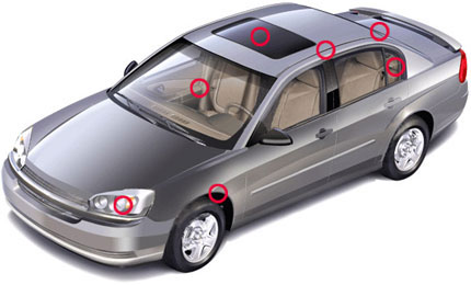 Молдинги могут располагаться на различных участках кузова и окон автомобиля